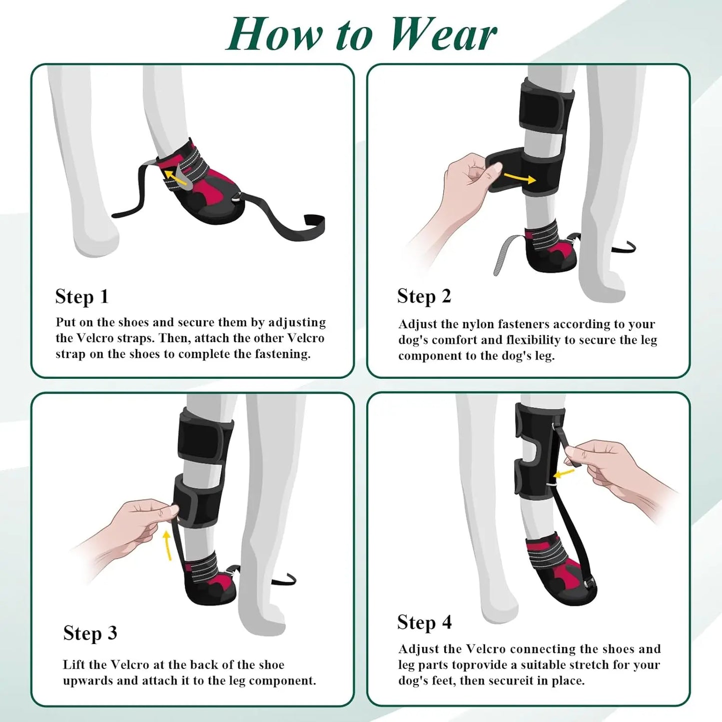 Strap-On Drop Foot Brace (No Knuckling Boot Brace) for Dogs