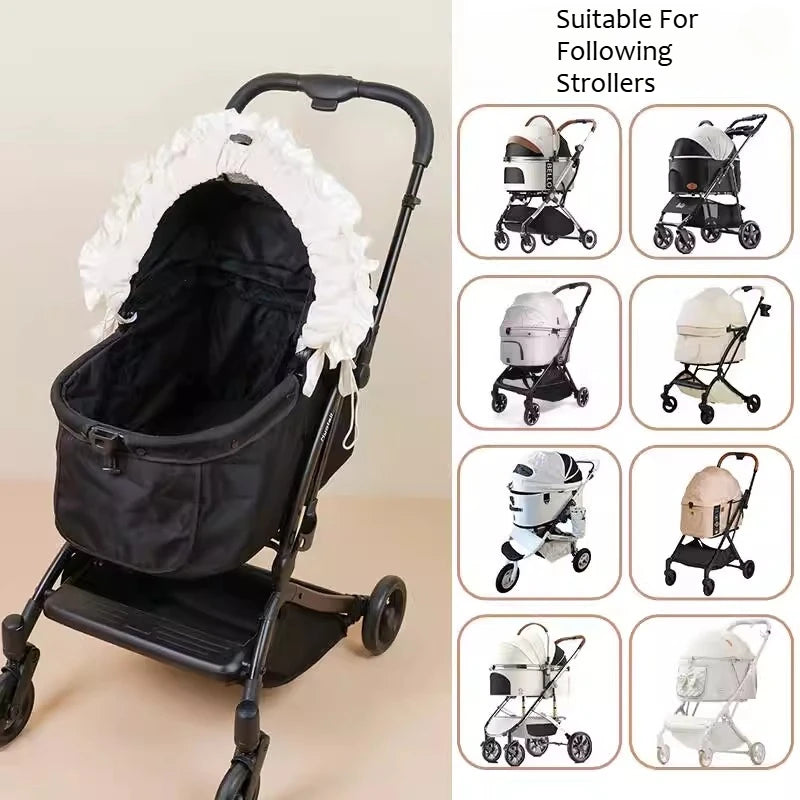 (CastlePet)Dog Stroller Edge Cover,Lace Sunshade Cushion Pad