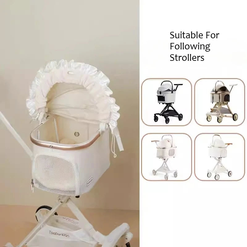 (CastlePet)Dog Stroller Edge Cover,Lace Sunshade Cushion Pad