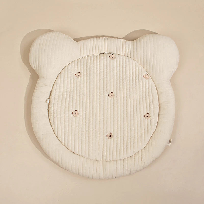 Soft Cotton Quilting Pet Dog Cushion,Washable Round Bear Design Seat
