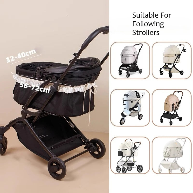 (CastlePet)Dog Stroller Edge Cover,Lace Sunshade Cushion Pad