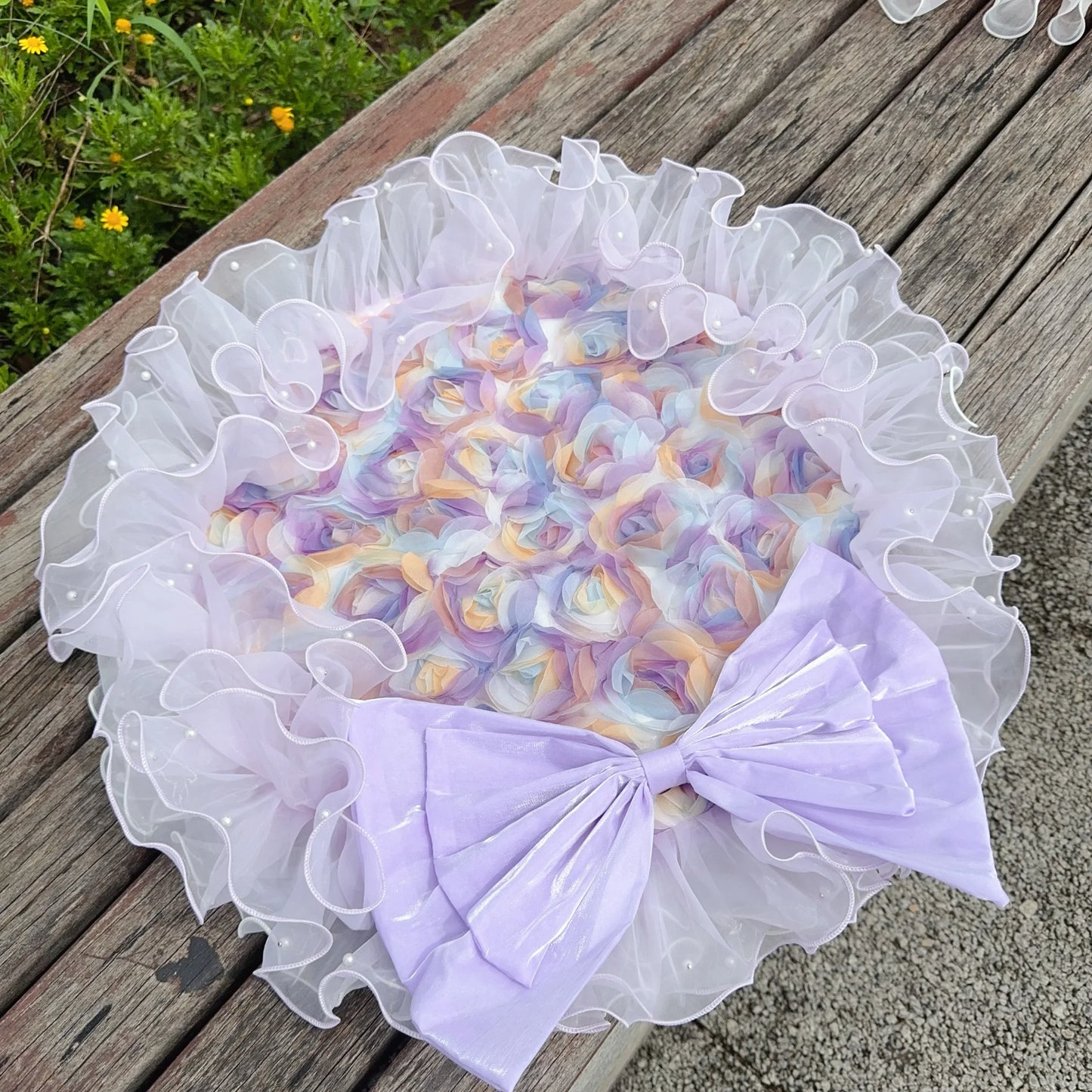 Pet Dog Fancy Outdoor Seat Cushion,3D Flowers Cushion