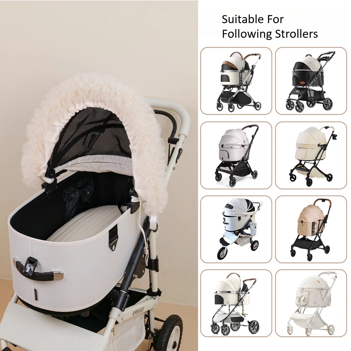 (CastlePet)Stylish Lace Sunshade Mesh Cover For Pet Stroller