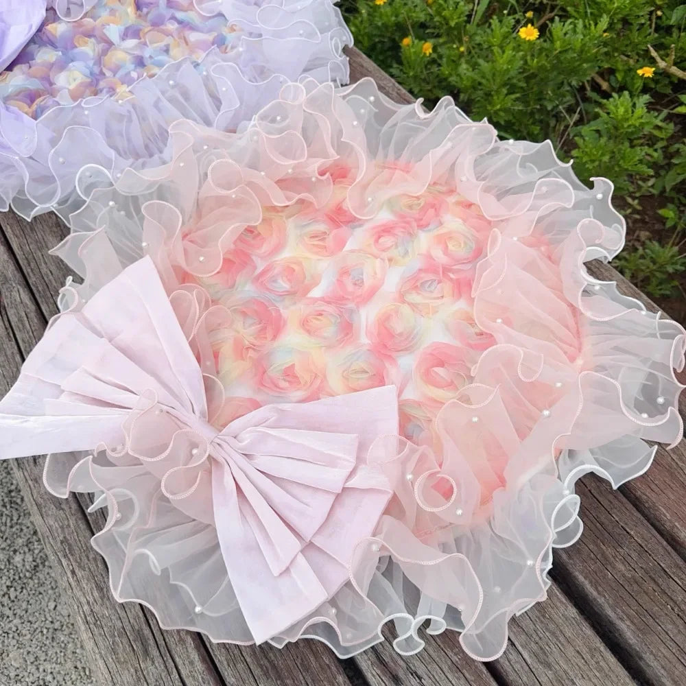 Pet Dog Fancy Outdoor Seat Cushion,3D Flowers Cushion