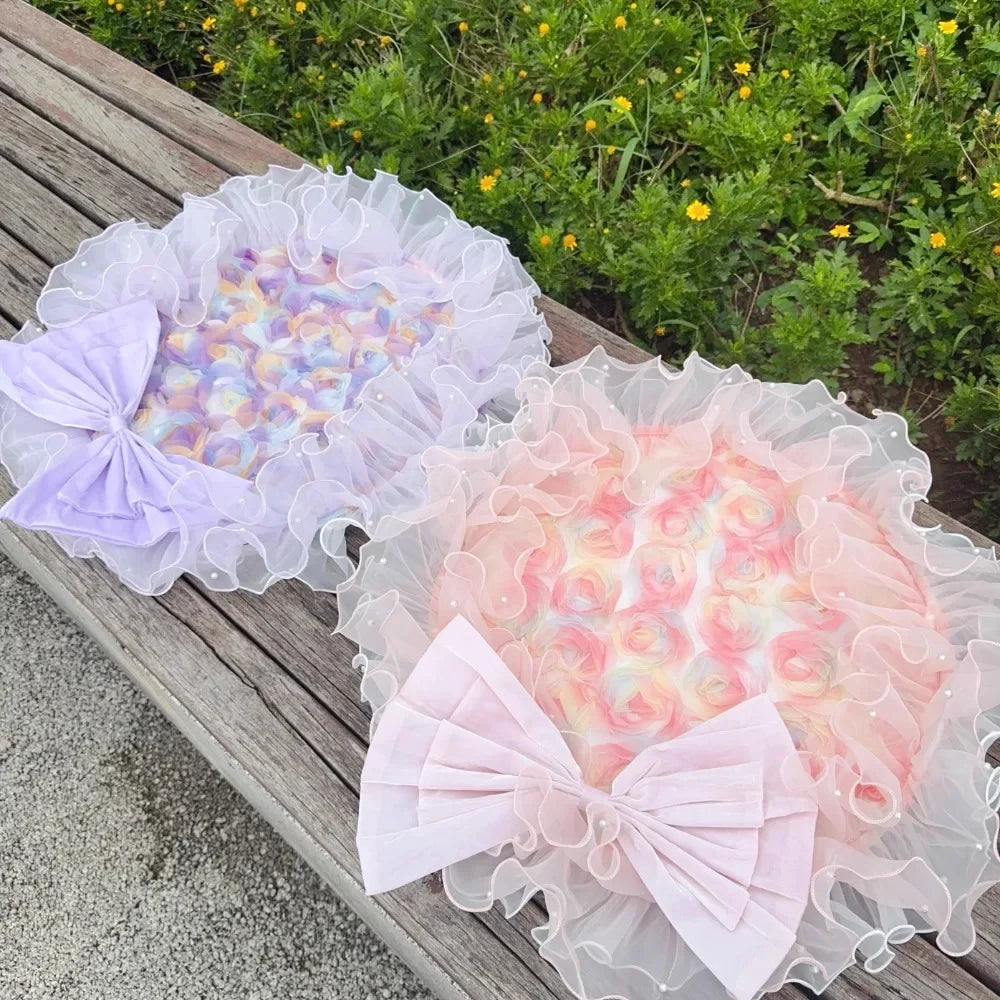 Pet Dog Fancy Outdoor Seat Cushion,3D Flowers Cushion