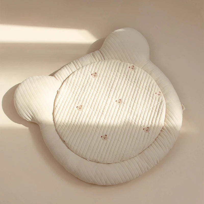 Soft Cotton Quilting Pet Dog Cushion,Washable Round Bear Design Seat