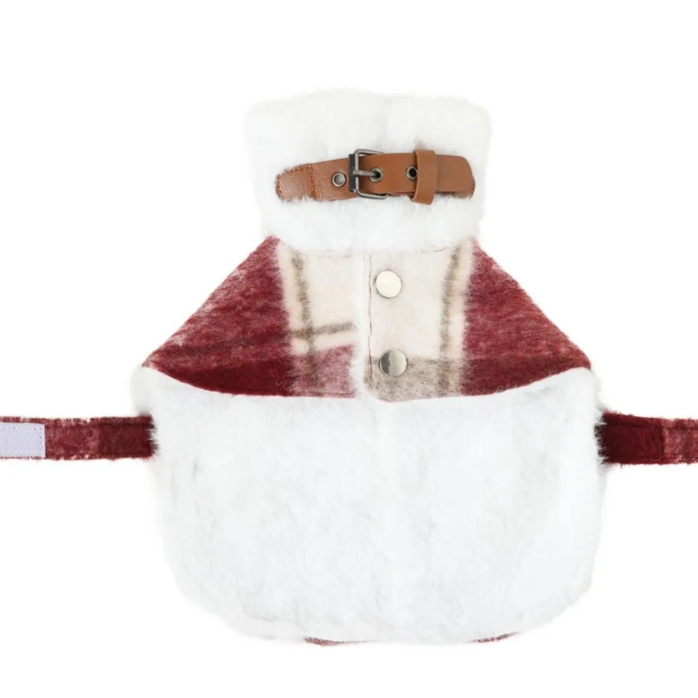 Fleece Pet Dog Cloak,Winter Puppy Coat with Collar&Belt