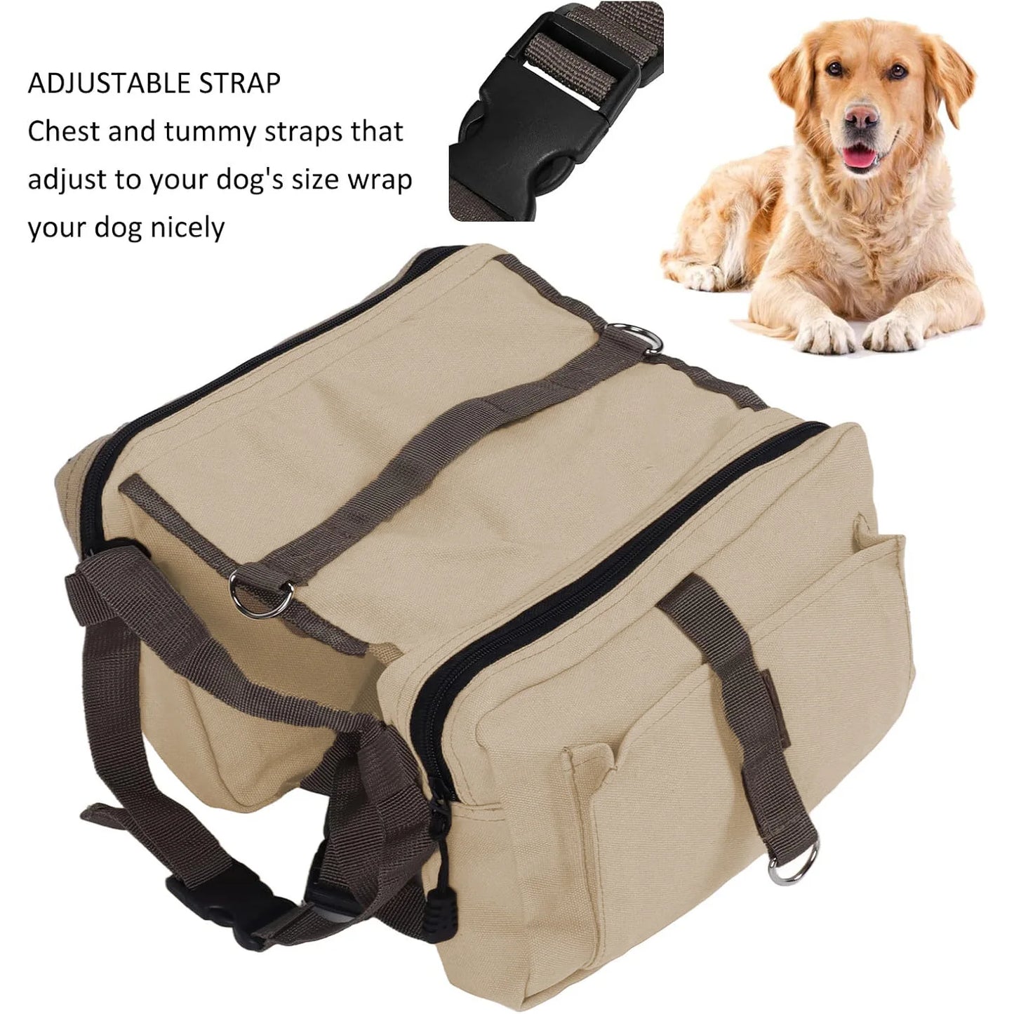 Heavy-Duty Canvas Dog Saddlebag Backpack