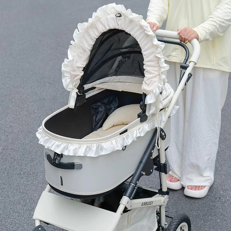 (CastlePet)Dog Stroller Edge Cover,Lace Sunshade Cushion Pad