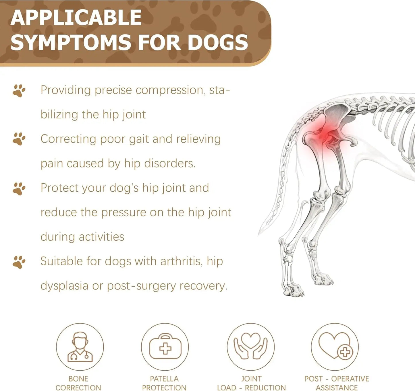 Dog Hip Brace for Hip Dysplasia, Pet Joint Pain Relief Brace