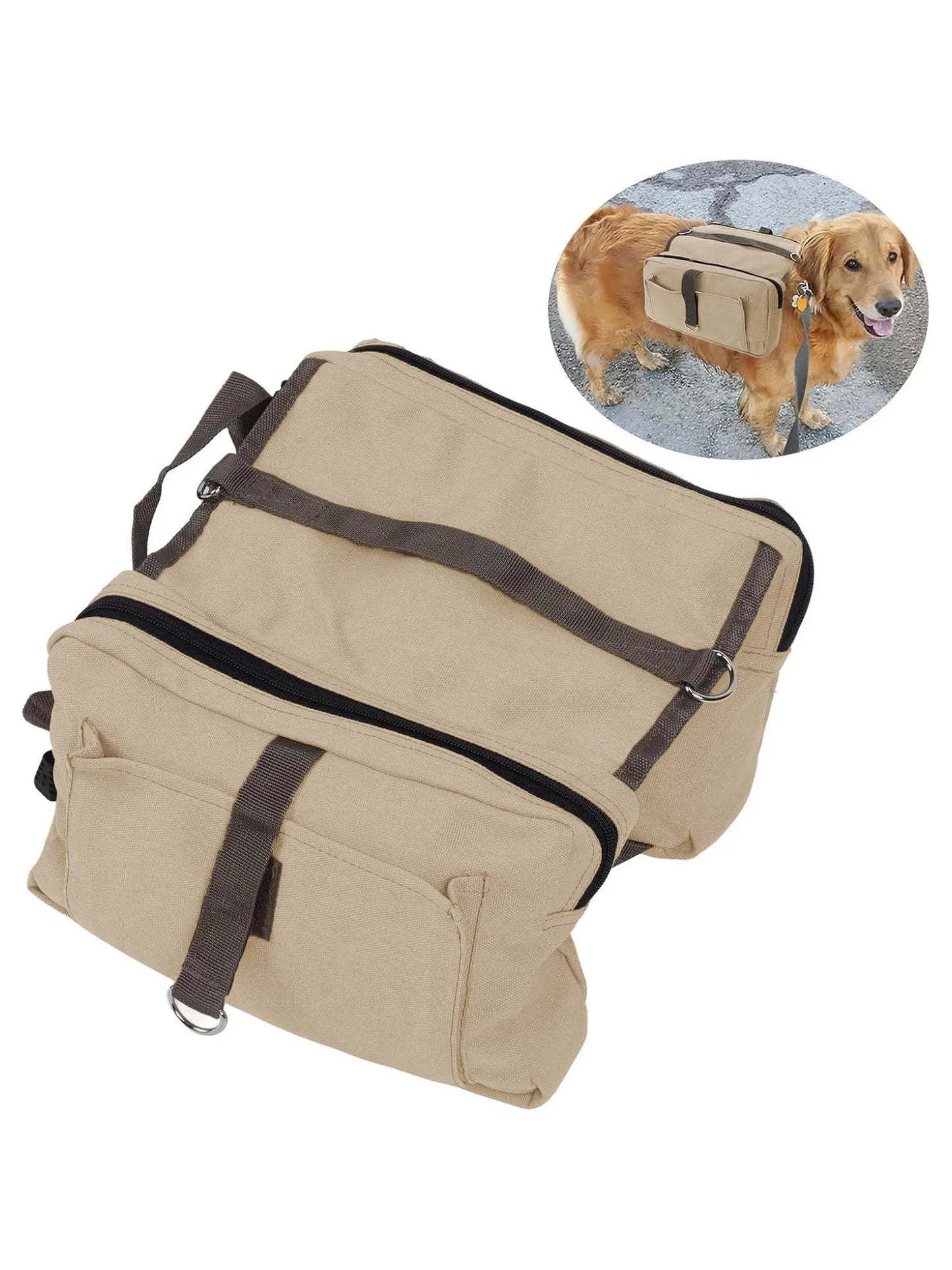 Heavy-Duty Canvas Dog Saddlebag Backpack