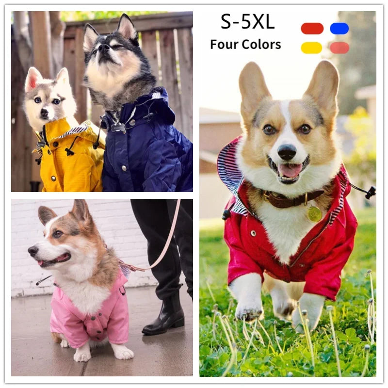 Dog Zip Up  Raincoat with  Hood ,S-5XL