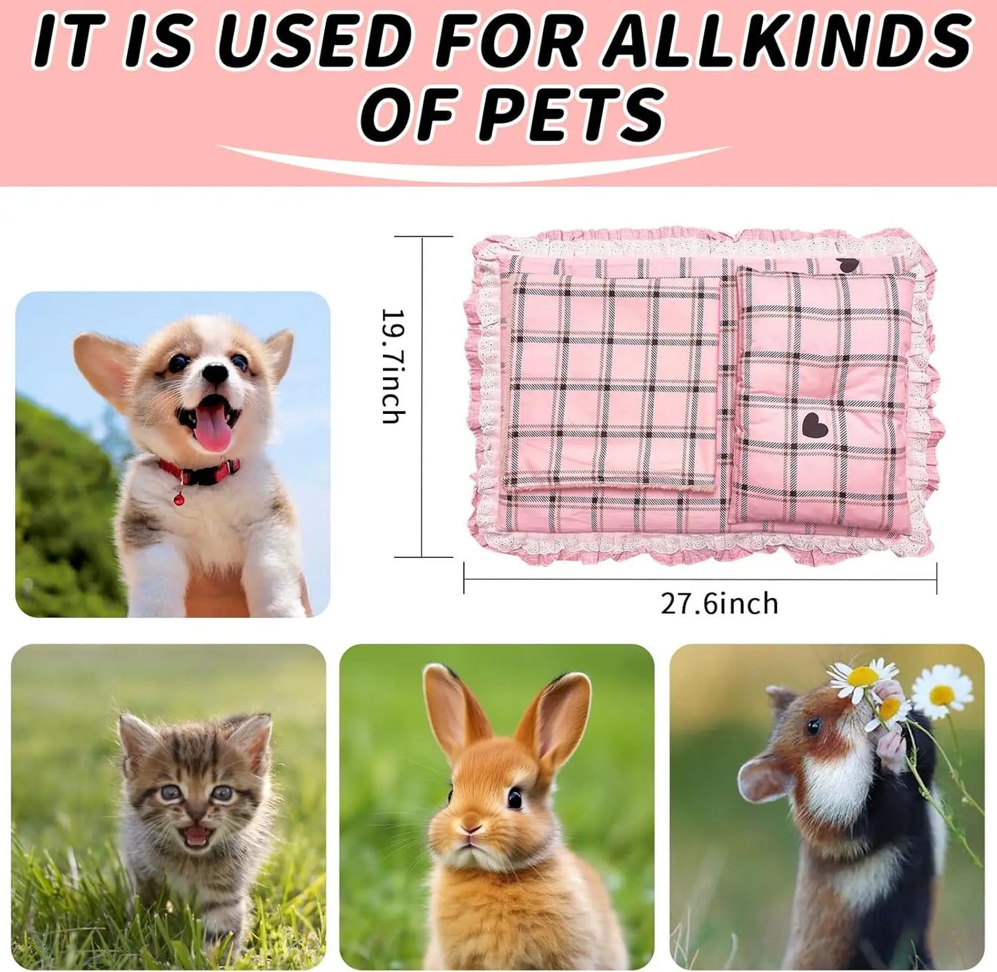 Removable and Washable Dog Stroller Pad Soft Mat（Pink）