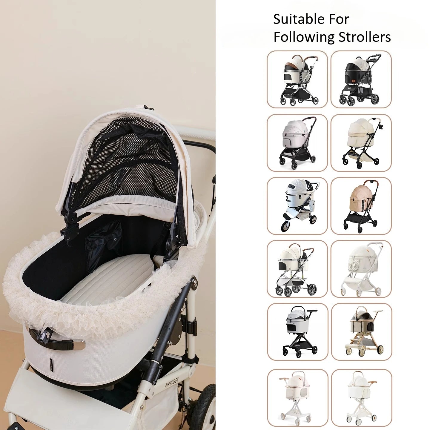 (CastlePet)Stylish Lace Sunshade Mesh Cover For Pet Stroller