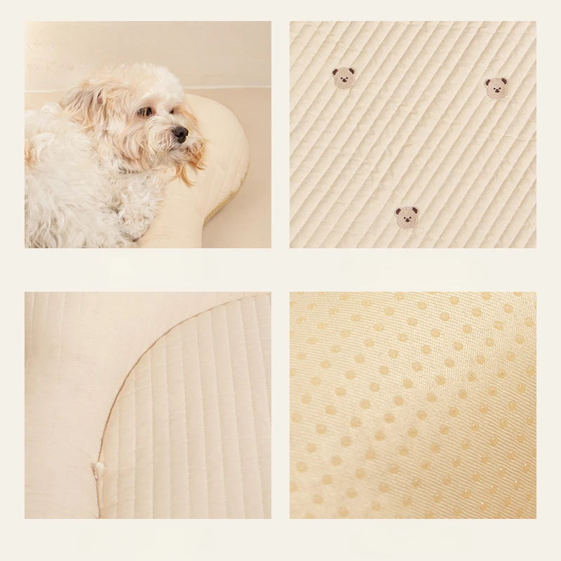 Soft Cotton Quilting Pet Dog Cushion,Washable Round Bear Design Seat