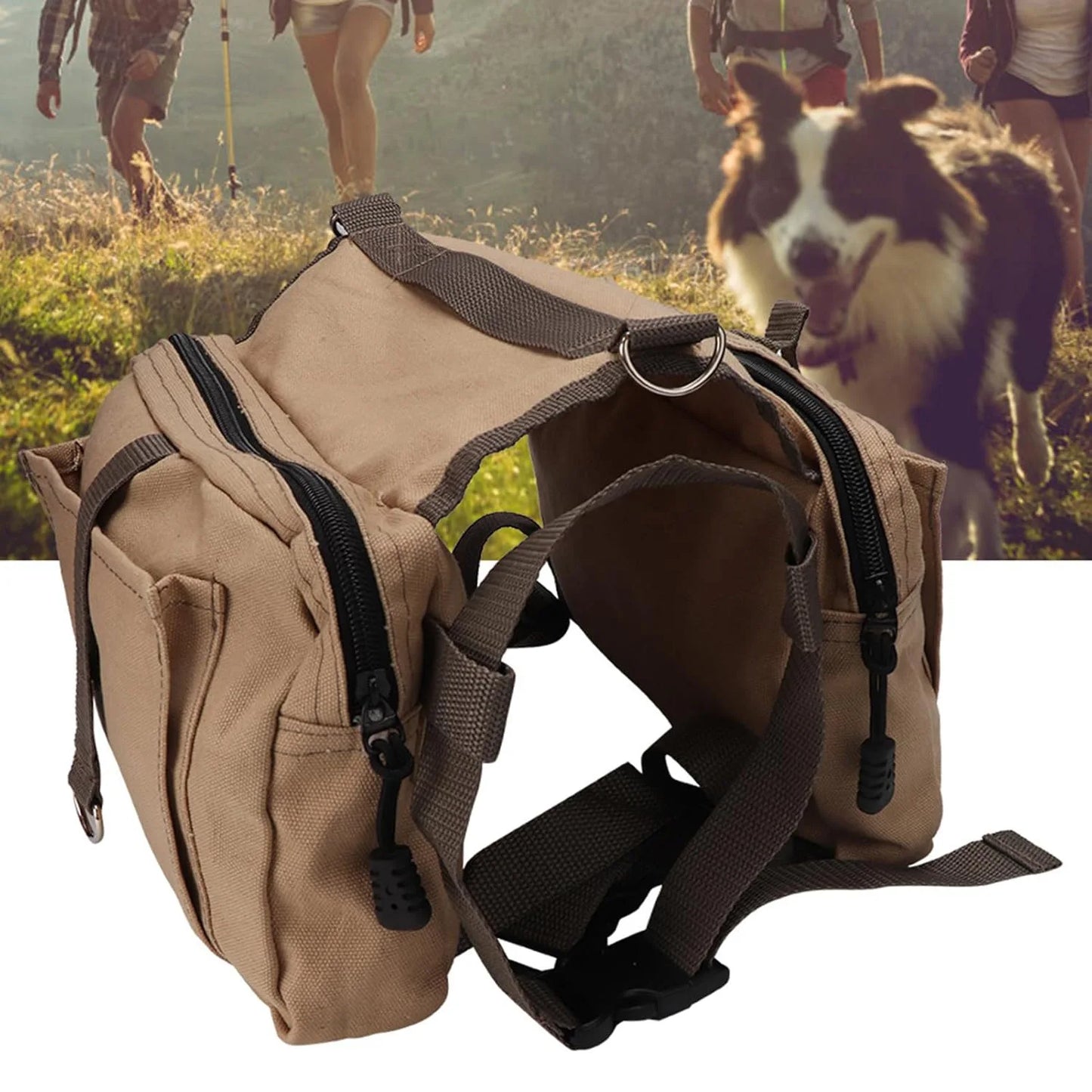 Heavy-Duty Canvas Dog Saddlebag Backpack