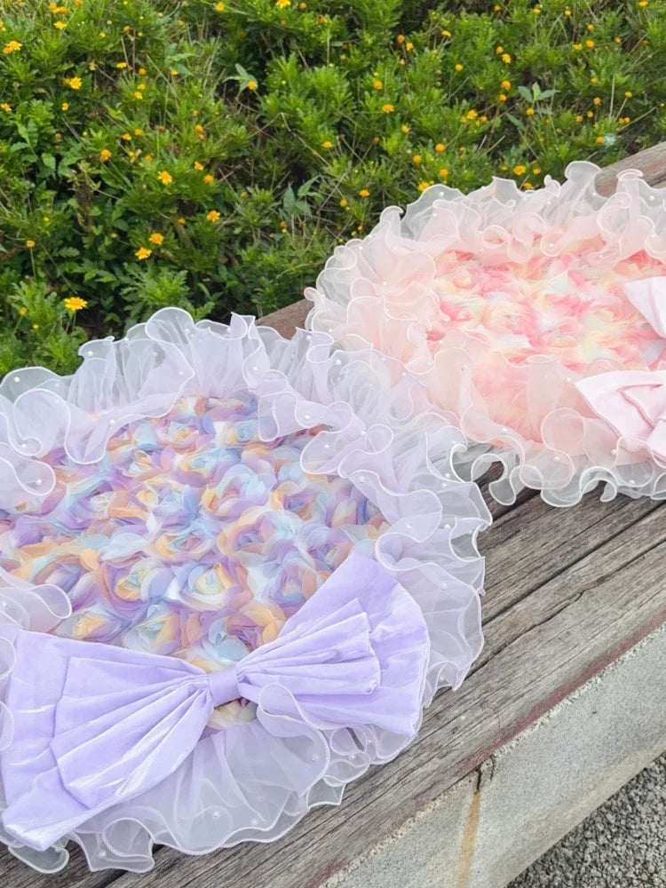 Pet Dog Fancy Outdoor Seat Cushion,3D Flowers Cushion