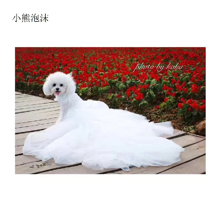 Customized Dog Wedding Dress,Handmade Long Tailing Wedding Costume