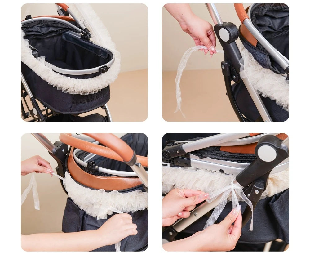 (CastlePet)Stylish Lace Sunshade Mesh Cover For Pet Stroller